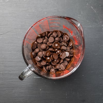 Step 2 - Chocolate chips and vegetable oil in large microwave safe measuring cup